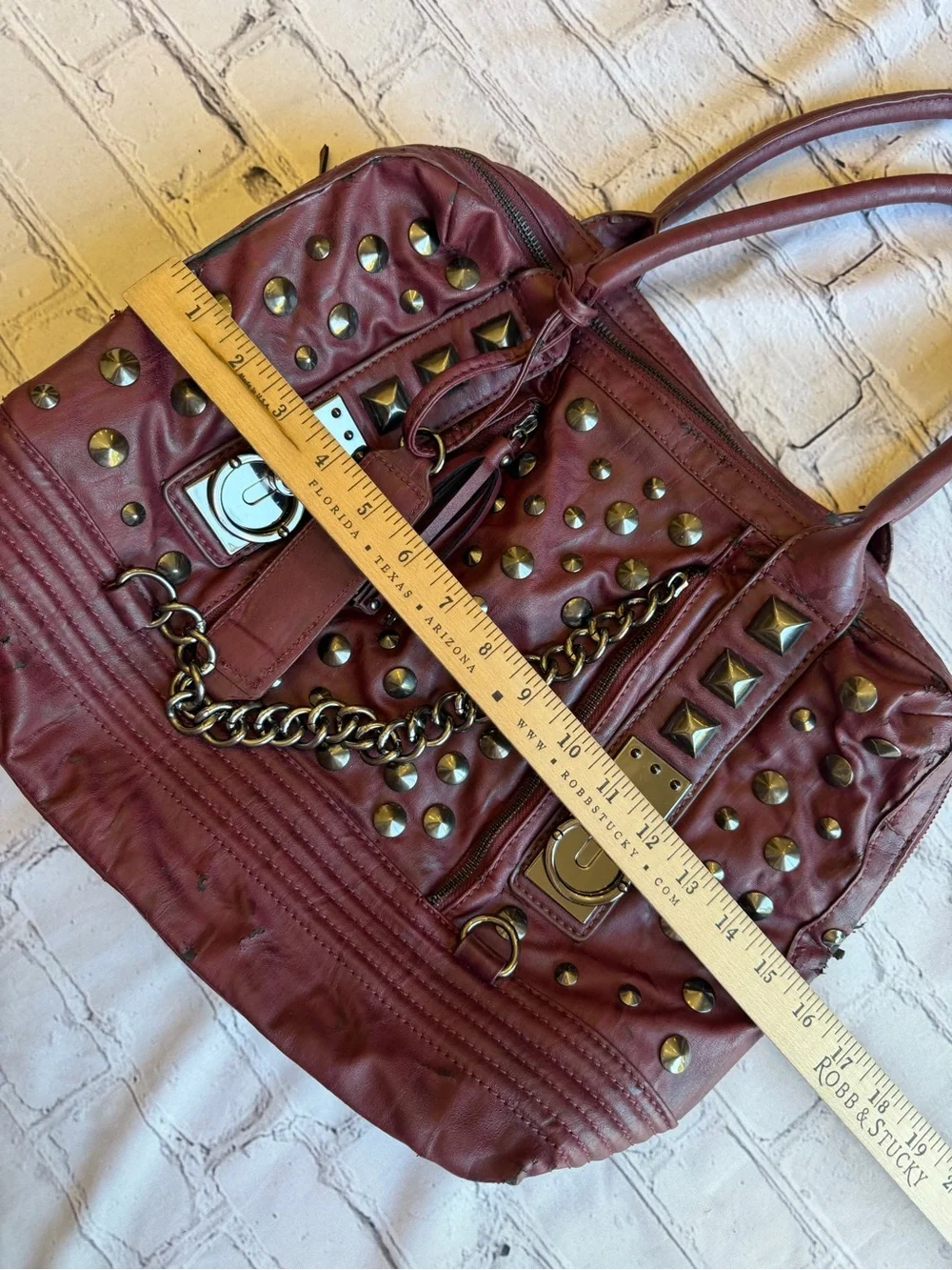 Y2K Affliction Edgy Studded Handbag Purse Tote Steampunk Metal Bag Emo Goth Rock